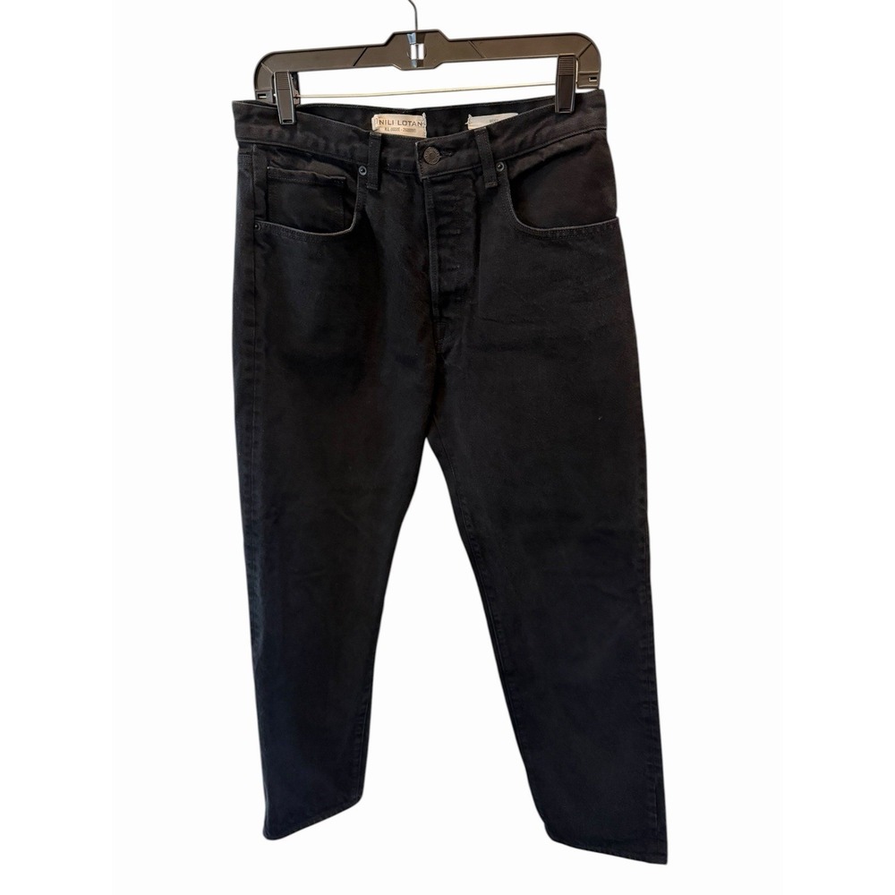 Nili Lotan Jeans Women's 27 Black Denim Archer Straight Button Fly Cotton 4 6